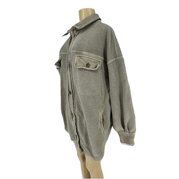 Free People Medium Womens Ruby Oversized Shirt Jacket Button Up Long Sleeve CLT - Picture 2 of 11